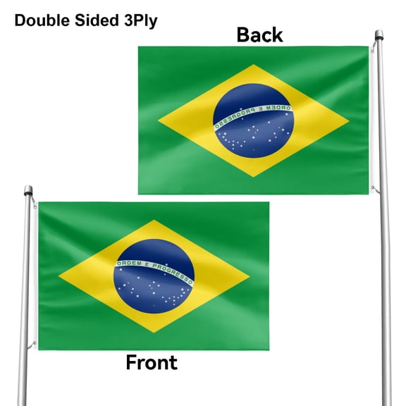 Livetty Double Sided 3 layers Flags 4x6 Ft Brazil Flags Banner for Yard Decoration Garden Display For World Soccer Play