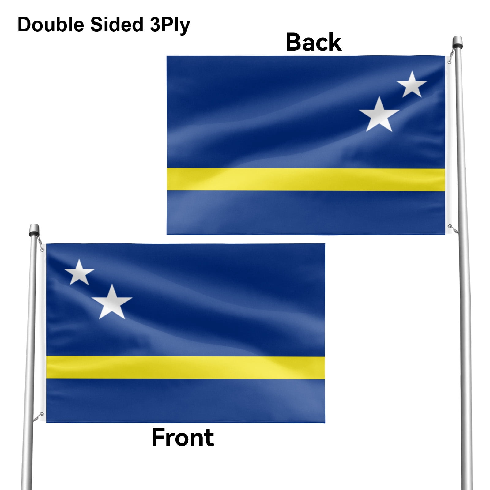 Livetty Double Sided 3 layers Flags 4x6 Ft Curacao Flags Banner for Yard Decoration Garden Display For World Soccer Play