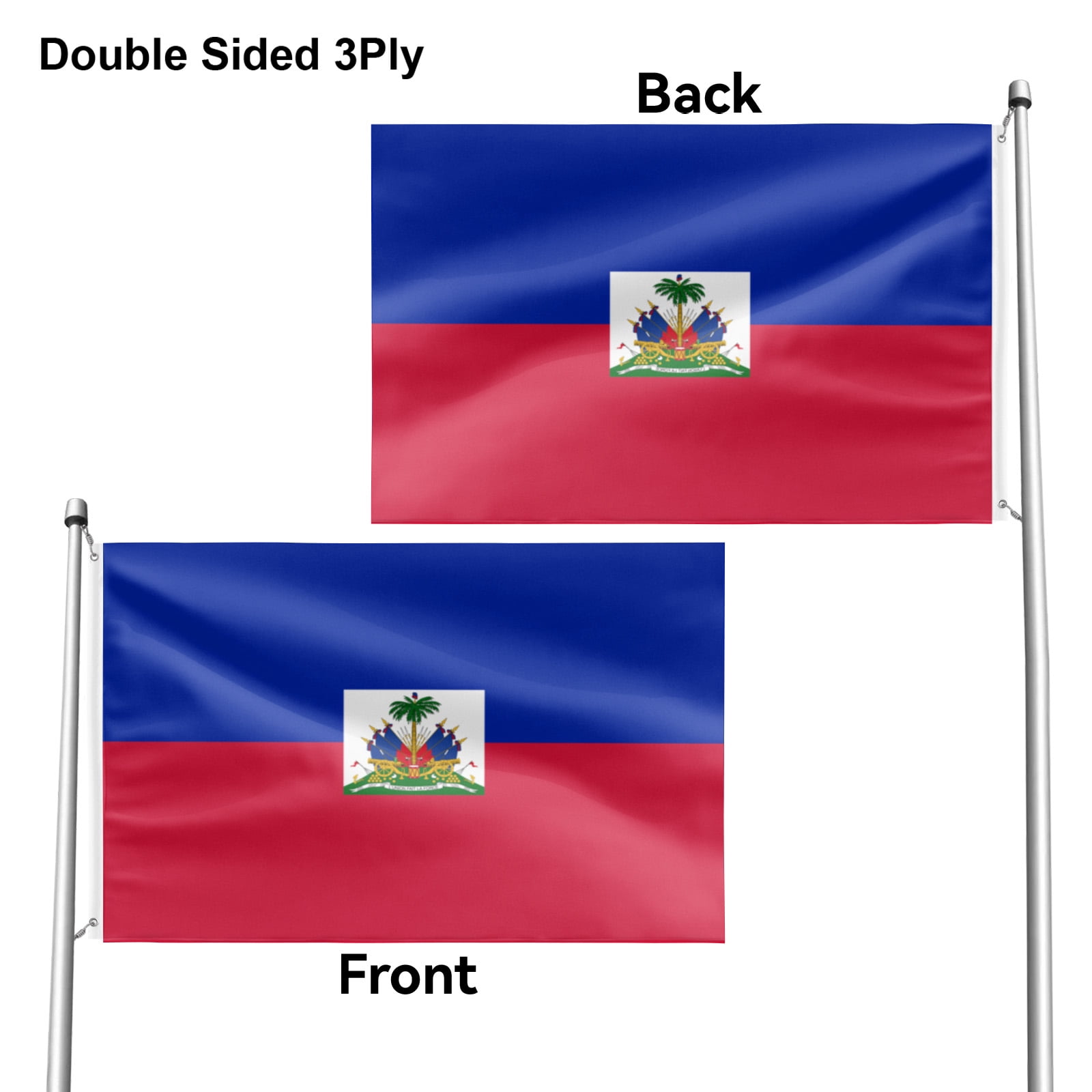 Livetty Double Sided 3 layers Flags 4x6 Ft Haiti Flags Banner for Yard Decoration Garden Display For World Soccer Play