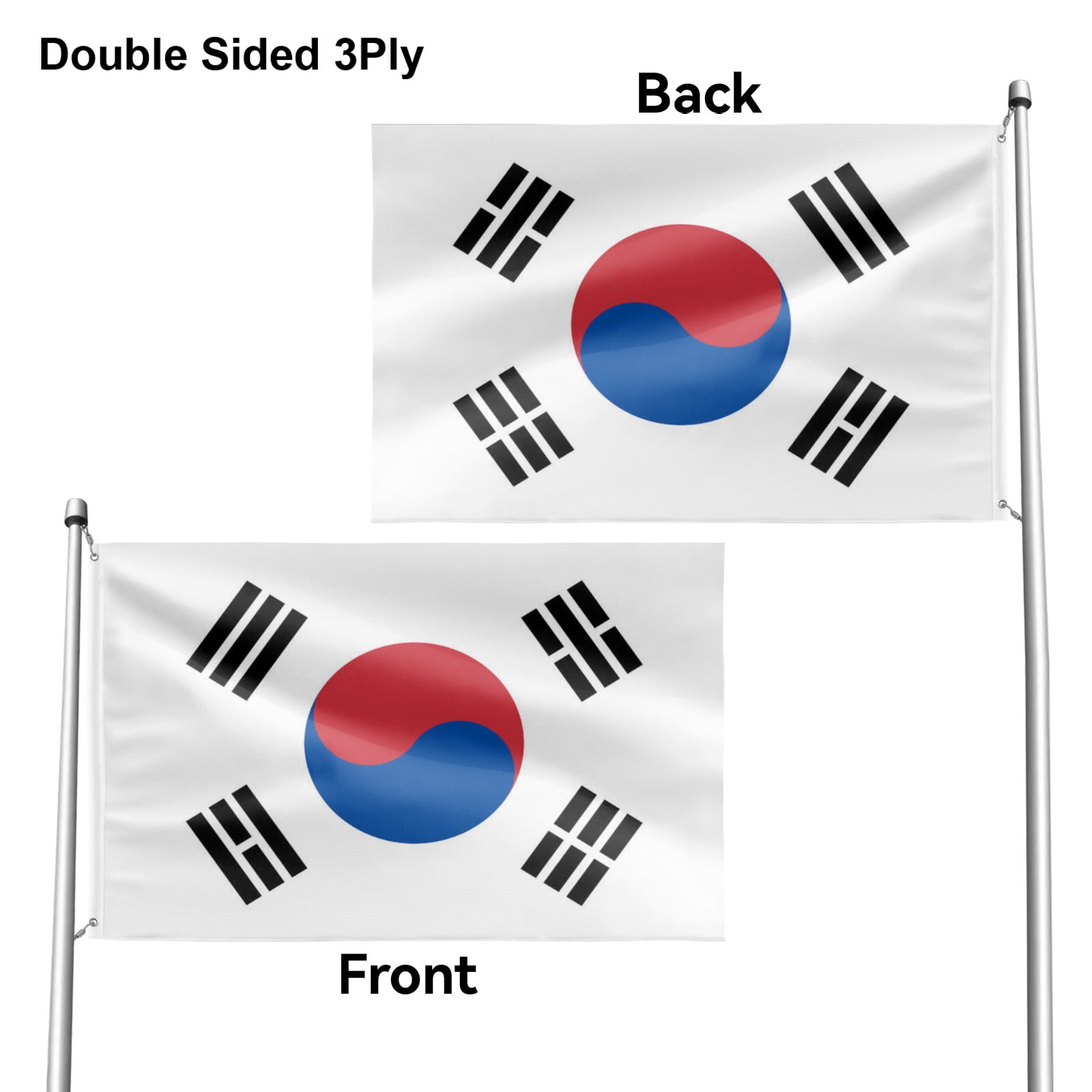 Livetty Double Sided 3 layers Flags 4x6 Ft Korea Flags Banner for Yard Decoration Garden Display For World Soccer Play