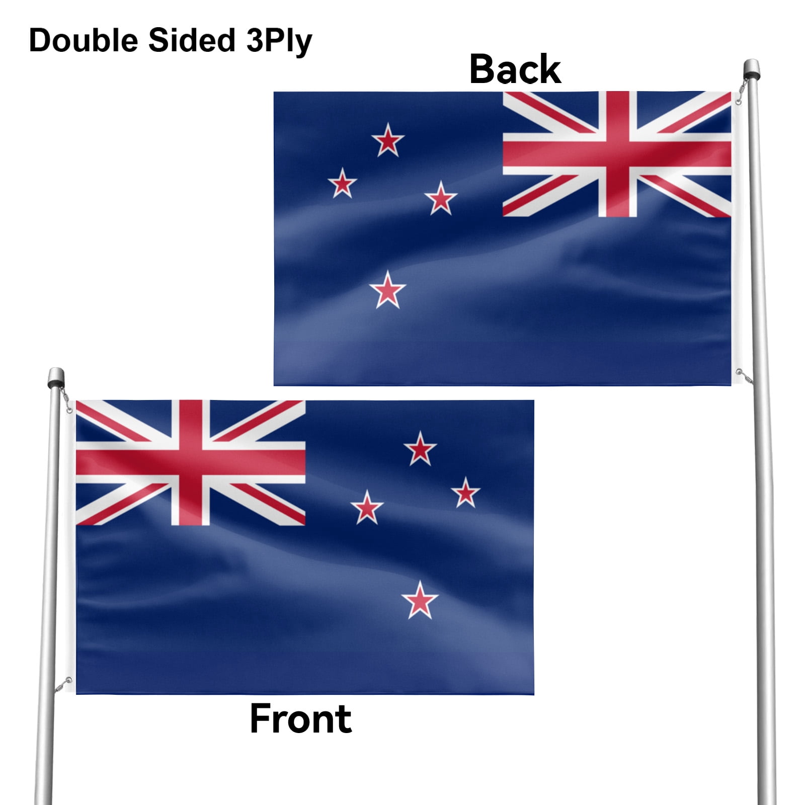 Livetty Double Sided 3 layers Flags 4x6 Ft New Zealand Flags Banner for Yard Decoration Garden Display For World Soccer Play