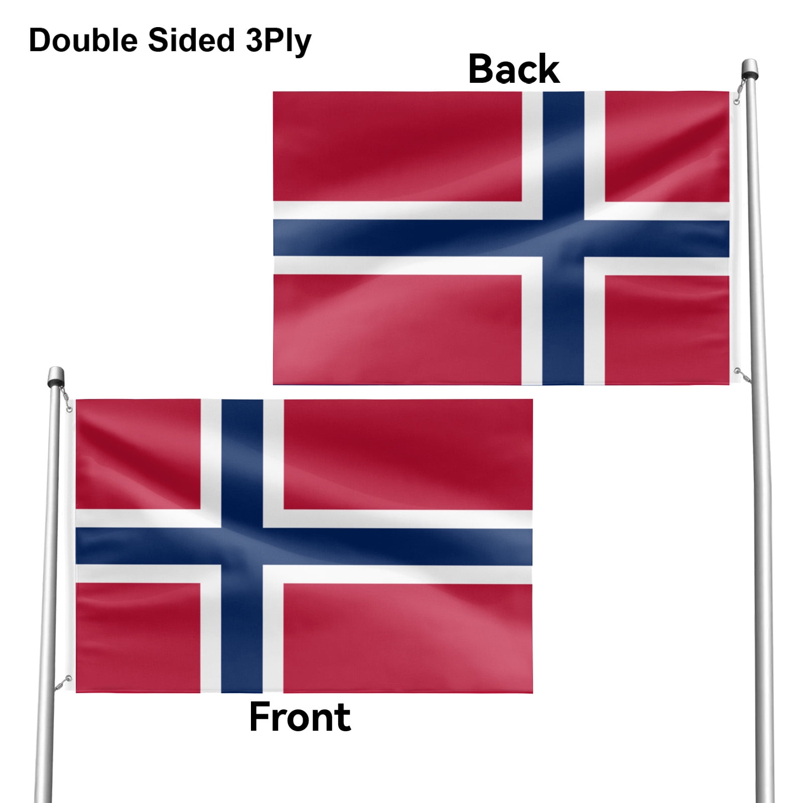 Livetty Double Sided 3 layers Flags 4x6 Ft Norway Flags Banner for Yard Decoration Garden Display For World Soccer Play