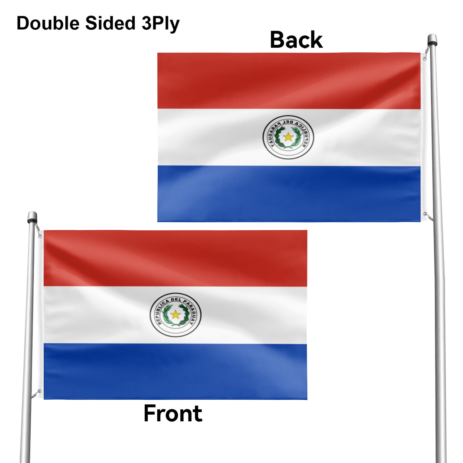 Livetty Double Sided 3 layers Flags 4x6 Ft Paraguay Flags Banner for Yard Decoration Garden Display For World Soccer Play