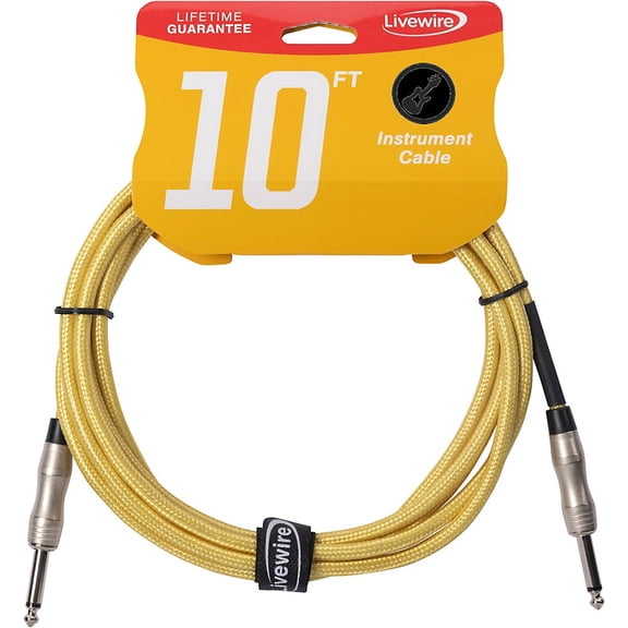 Livewire Braided Instrument Cable with Ergonomic Connectors 10 ft. Brass Note