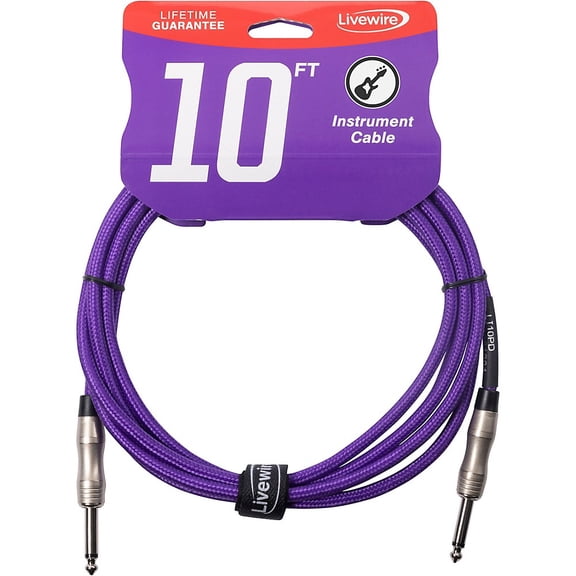 Livewire Braided Instrument Cable with Ergonomic Connectors 10 ft. Plum Distortion
