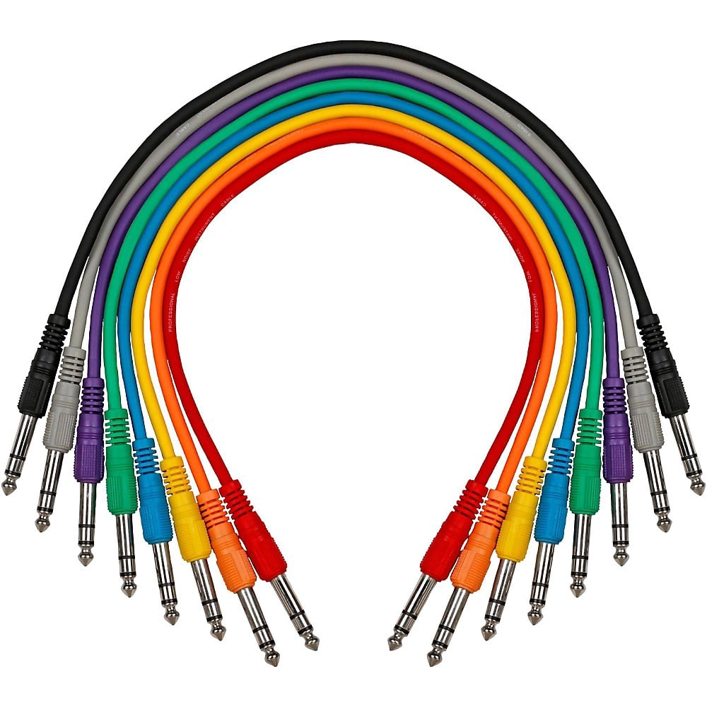 Livewire Essential 1/4" TRS Male to TRS Male Patch Cable 8-Pack 1.5 ft. Black