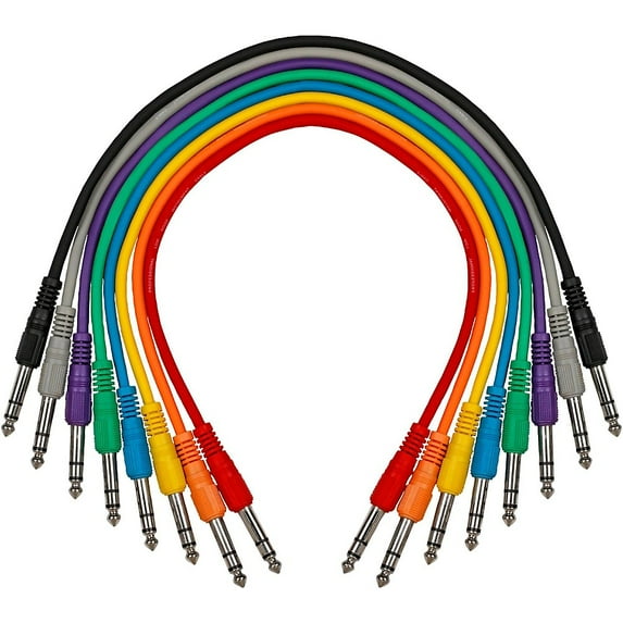Livewire Essential 1/4" TRS Male to TRS Male Patch Cable 8-Pack 1.5 ft. Black