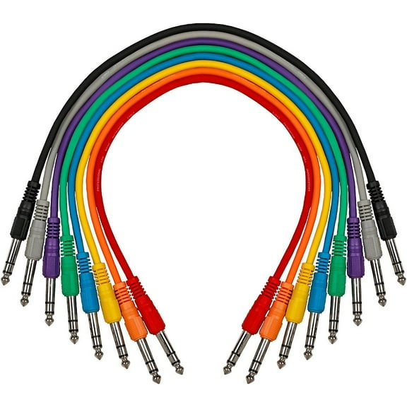 Livewire Essential 1/4" TRS Male to TRS Male Patch Cable 8-Pack 1.5 ft. Black