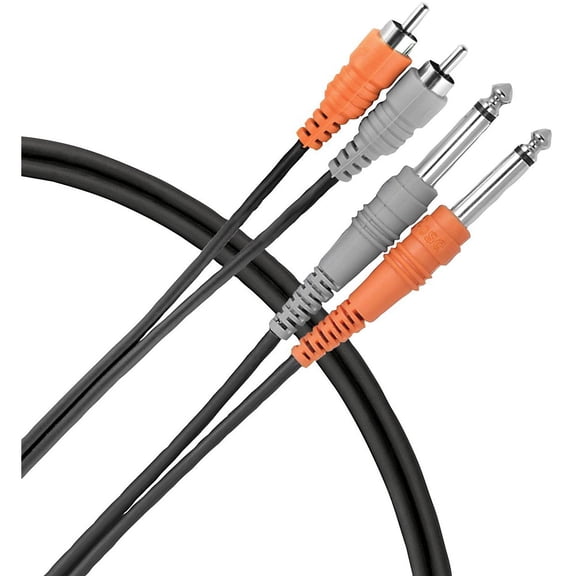 Livewire Essential Interconnect Dual Cable RCA Male to 1/4" TS Male 9 ft. Black