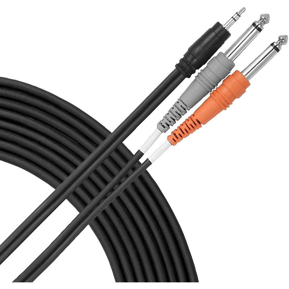 Livewire Essential Interconnect Y-Cable 3.5 mm TRS Male to 1/4" TS Male 15 ft. Black
