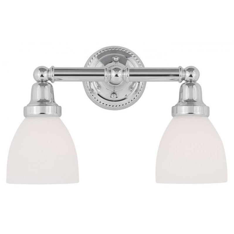 Polished Chrome 2-Light Vanity with Satin Opal Glass