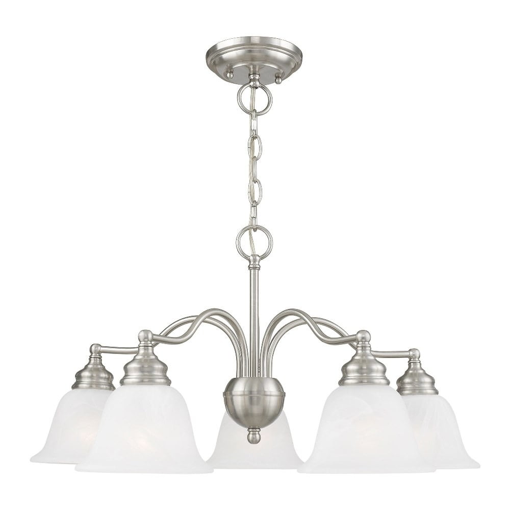 Essex Traditional 5-Light Chandelier in Brushed Nickel with Alabaster Glass