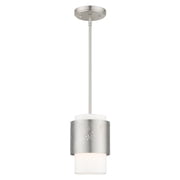 Livex Lighting 1 Light Brushed Nickel Pendant, 46259-91 - 7" Dia x 11.625" - 47.625" Adj. H