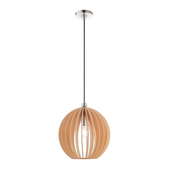 Livex Lighting  1 Light Brushed Nickel Pendant, 49099-91 - 13.25" Dia x 16" - 90" Adj. H