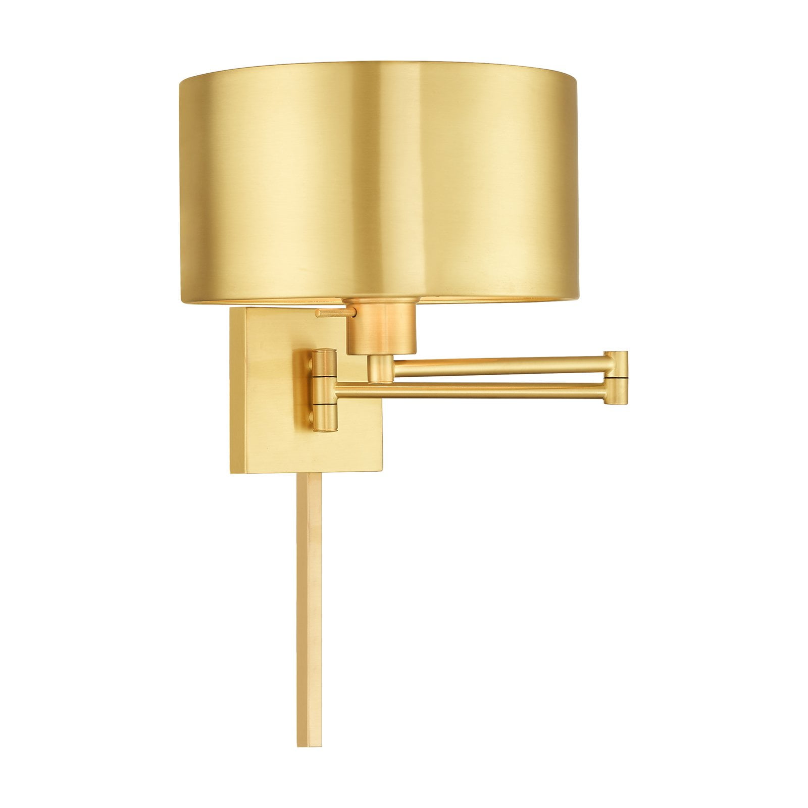 Satin Brass 24.25" Swing Arm Wall Sconce with Drum Shade