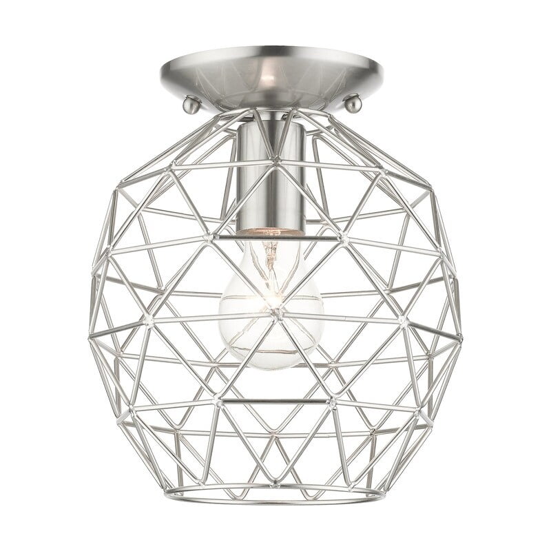 Geometrix Brushed Nickel 8" Contemporary Flush Mount Light