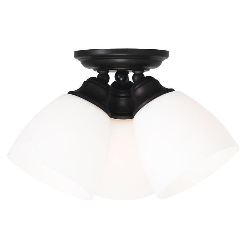 Somerville 3-Light Bronze Flush Mount with Opal Glass