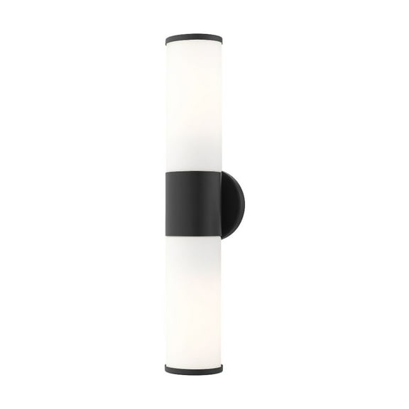 Livex Lighting Lindale 2-Light Metal/Glass Vanity ADA Sconce in Black