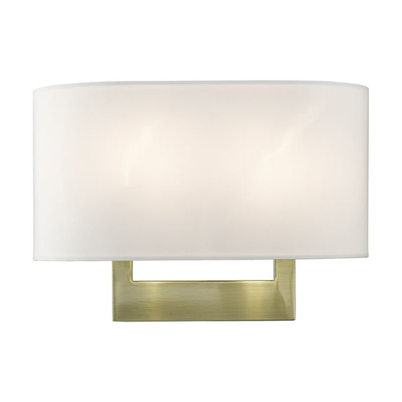 45221-01 Livex Lighting 2 Light Medium Wall Sconce In Contemporary Style-9 Inches Tall and 13 Inches Wide-Antique Brass Finish