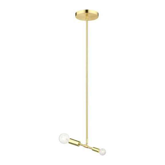 Livex Lighting  2 Light Satin Brass Mini Pendant, 46432-12 - 9.5" L x 7" W x 10.75" - 58.75" Adj. H