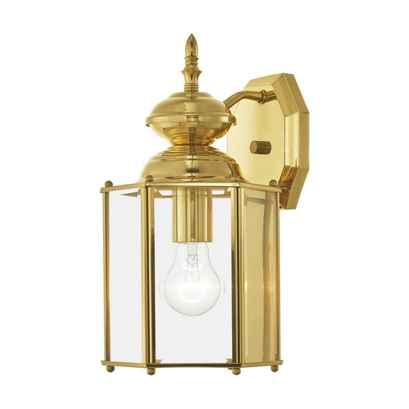 2007-02 Livex Lighting 1 Light Outdoor Wall Lantern in Traditional Style - 7 Inches wide by 13 Inches high-Polished Brass Finish