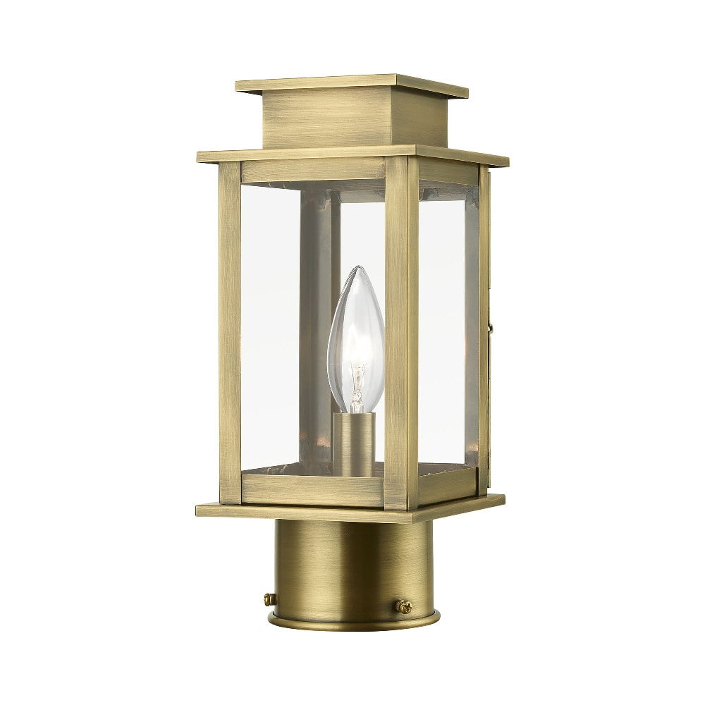 Antique Brass 10.5" Outdoor Post Lantern with Clear Glass Shade
