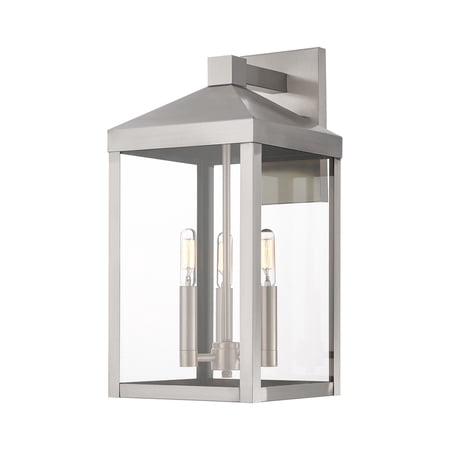 Livex Lighting Nyack 3 Light Outdoor Wall Lantern in Nickel