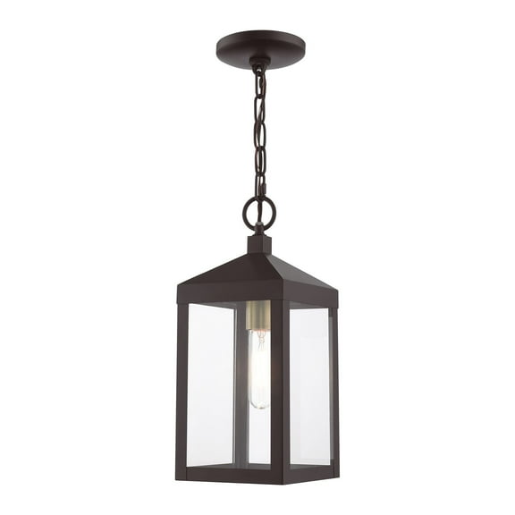 20591-07 Livex Lighting Nyack - 1 Light Outdoor Pendant Lantern in Mid Century Modern Style - 6.25 Inches wide by 14.5 Inches high-Bronze Finish