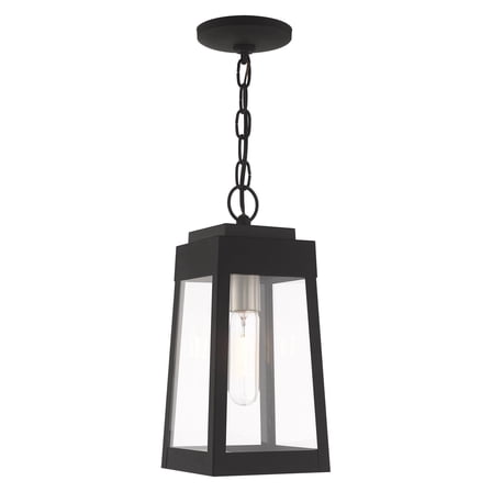 Livex Lighting  1-Light Outdoor Pendant Lantern, 20854 Black Black Matte