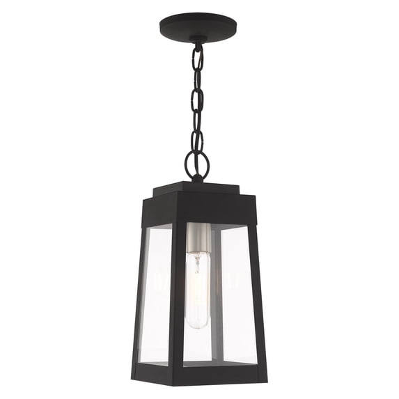 Livex Lighting 1-Light Outdoor Pendant Lantern, 20854 Black Black Matte