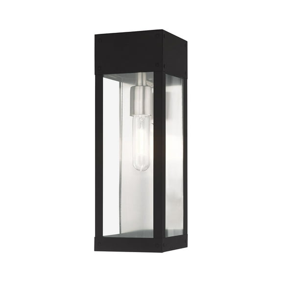 Livex Lighting Barrett 1-Light Stainless Steel Outdoor Wall Lantern in Black