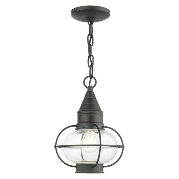 26910-61 Livex Lighting Newburyport - 1 Light Outdoor Pendant Lantern in Bohemian Style - 8.75 Inches wide by 11.75 Inches high-Charcoal Finish