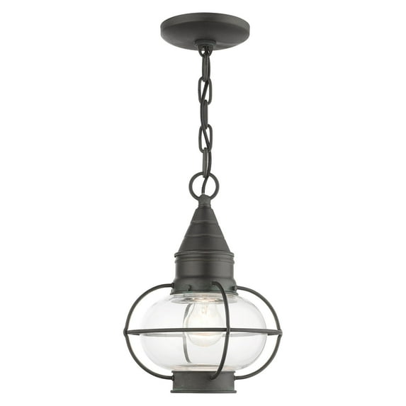 26910-61 Livex Lighting Newburyport - 1 Light Outdoor Pendant Lantern in Bohemian Style - 8.75 Inches wide by 11.75 Inches high-Charcoal Finish