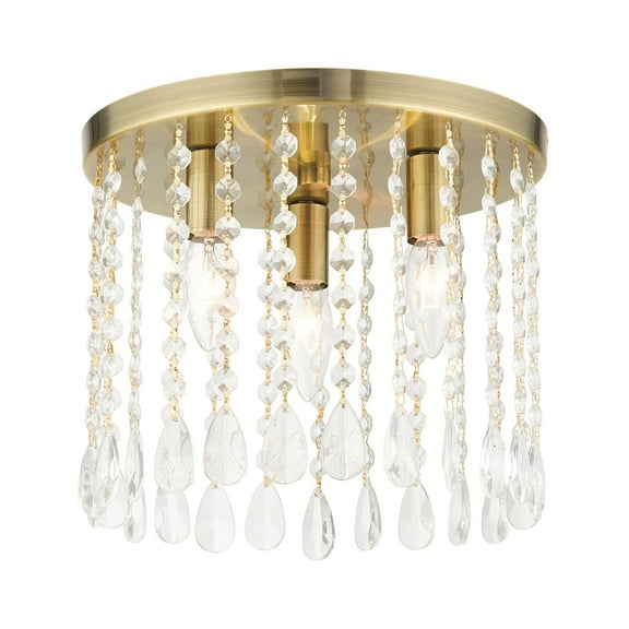 Livex Lighting 3 Lt Antique Brass Flush Mount