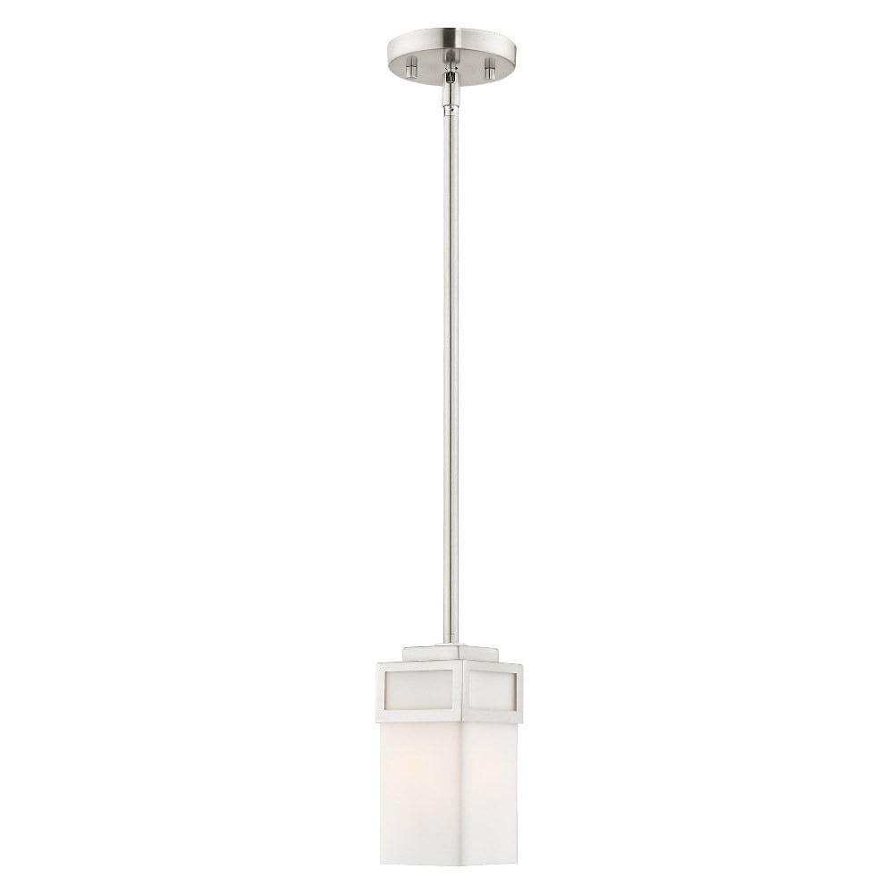 Harding Brushed Nickel Mini Pendant with Satin Opal White Glass