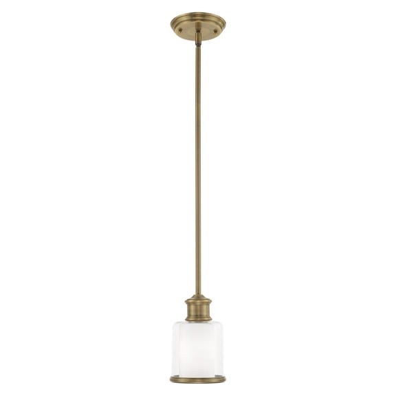 40210-01 Livex Lighting Middlebush - 1 Light Mini Pendant in Traditional Style - 5.5 Inches wide by 10 Inches high-Antique Brass Finish