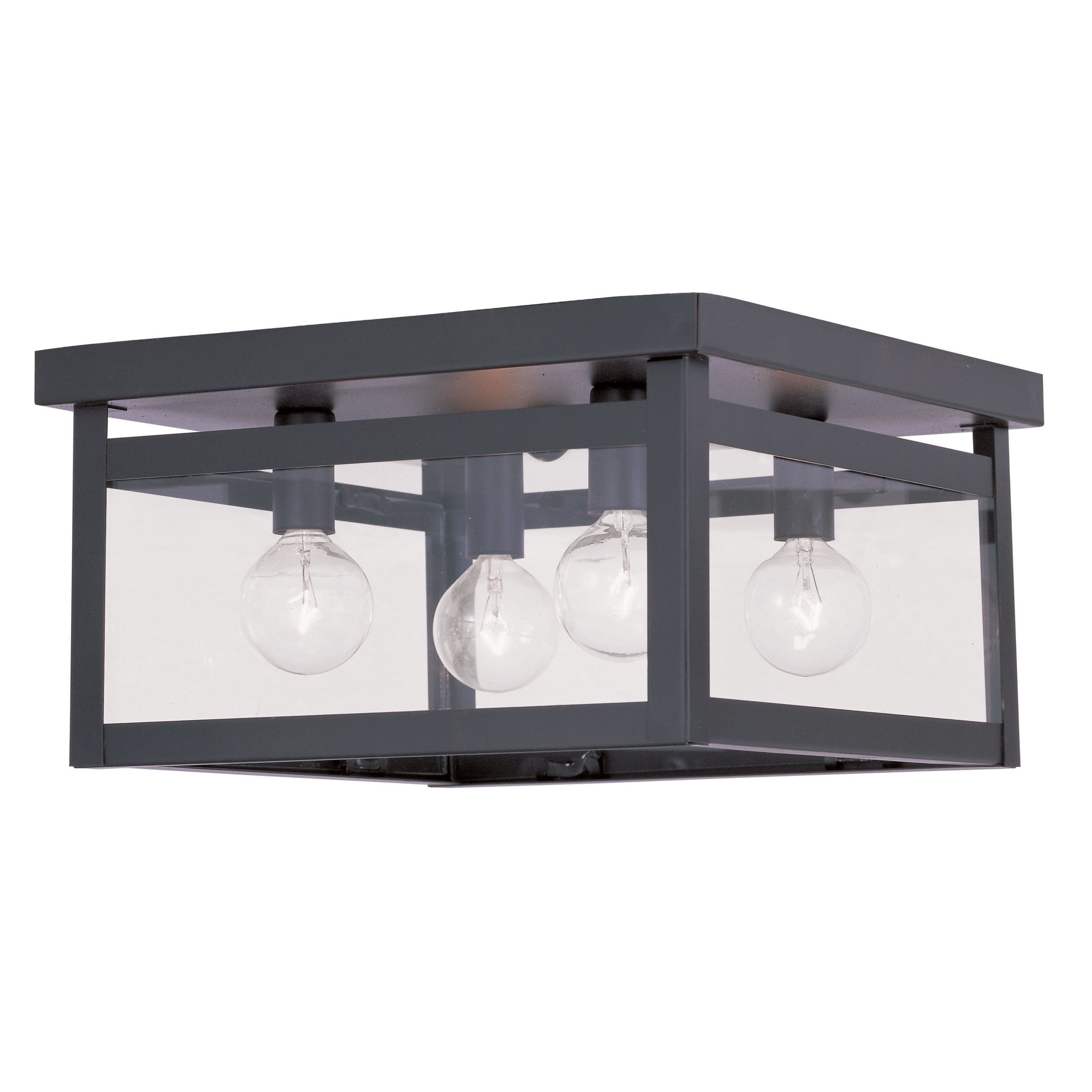 Milford Bronze and Glass 4-Light Ceiling Mount