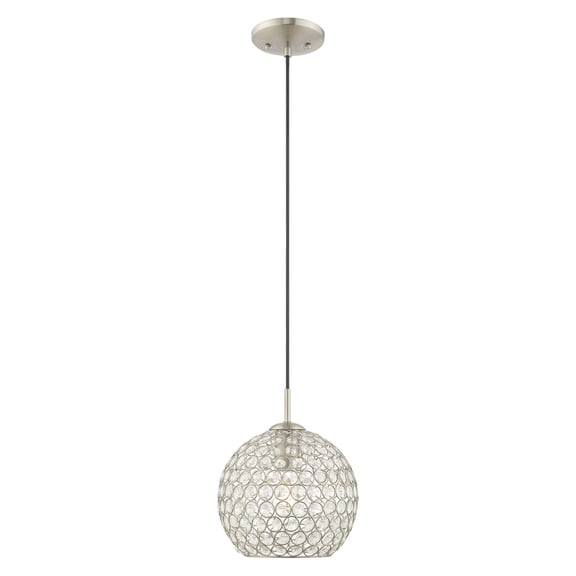 40440-91 Livex Lighting Cassandra - 1 Light Mini Pendant in Glam Style - 8.75 Inches wide by 12 Inches high-Brushed Nickel Finish -Traditional