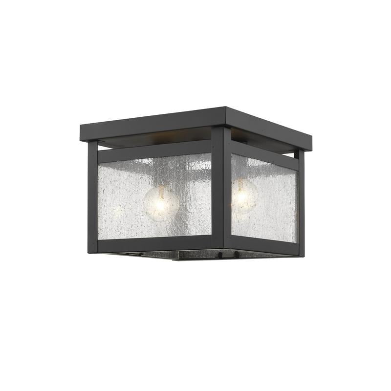 Milford Bronze 2-Light Seeded Glass Flush Mount