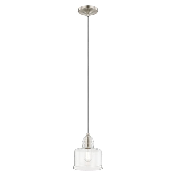 40606-91 Livex Lighting Art Glass - 1 Light Mini Pendant in Coastal Style - 6.75 Inches wide by 9.5 Inches high-Brushed Nickel Finish -Traditional