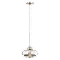 40607-91 Livex Lighting Art Glass - 1 Light Mini Pendant in Coastal Style - 9.25 Inches wide by 9 Inches high-Brushed Nickel Finish -Traditional