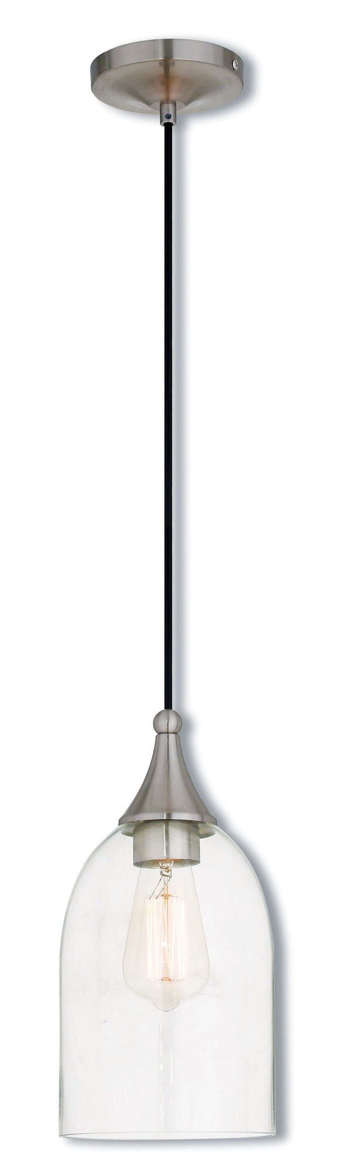 Coastal Brushed Nickel Mini Pendant with Clear Glass Shade