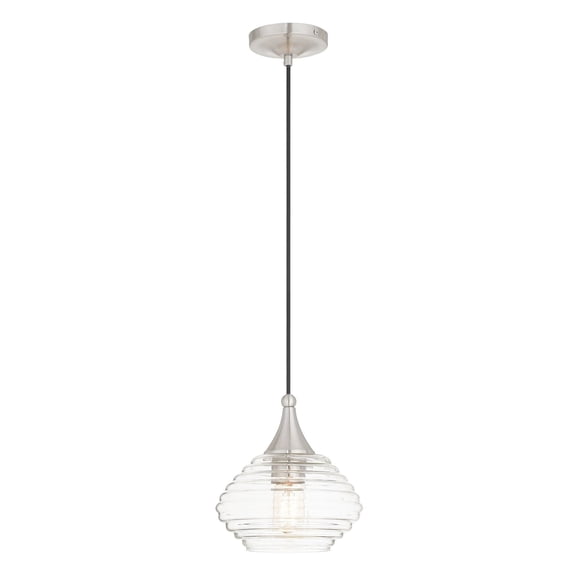 40610-91 Livex Lighting Art Glass - 1 Light Mini Pendant in Coastal Style - 8.25 Inches wide by 10 Inches high-Brushed Nickel Finish    -Traditional