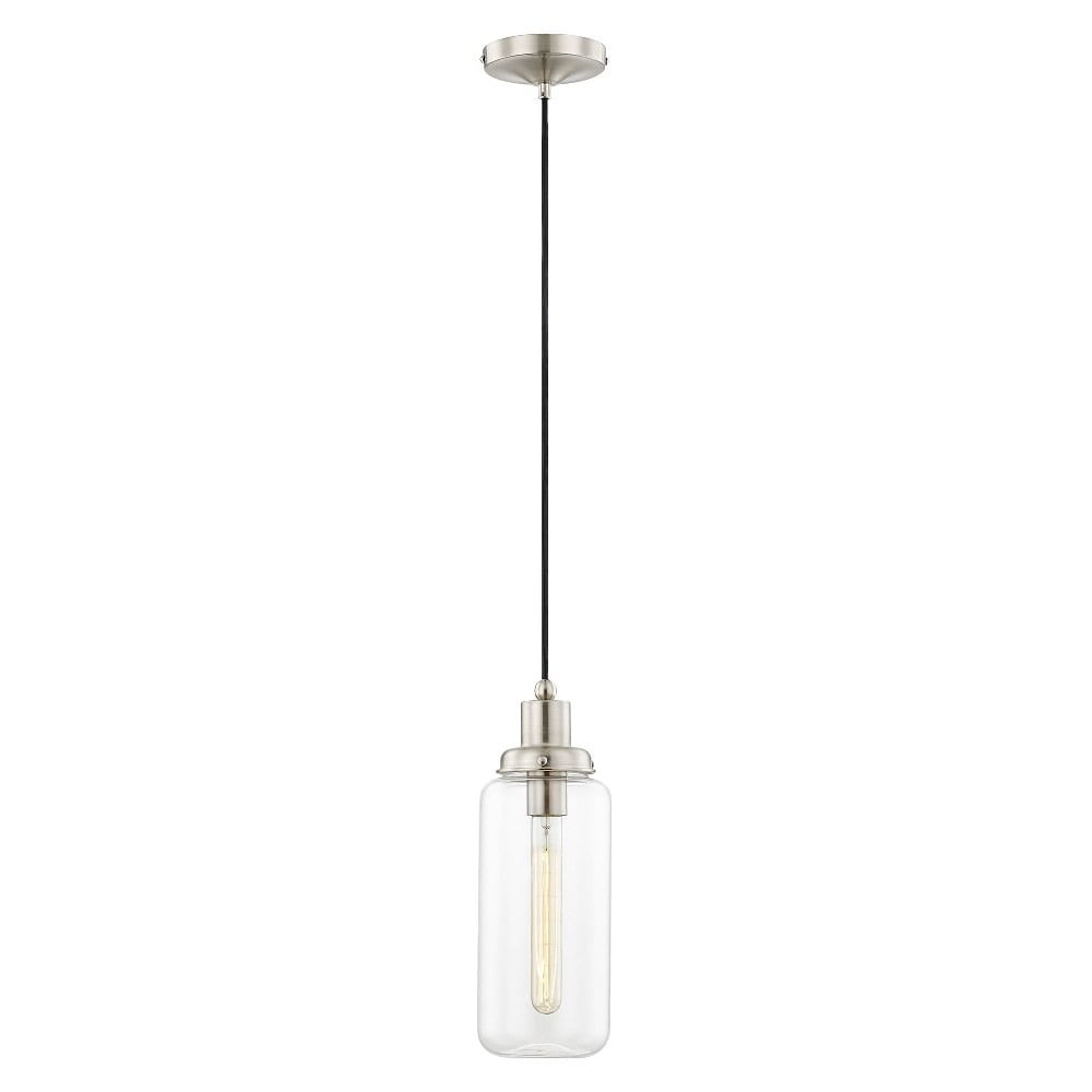 Elegant Brushed Nickel Mini Pendant with Hand-Blown Clear Glass
