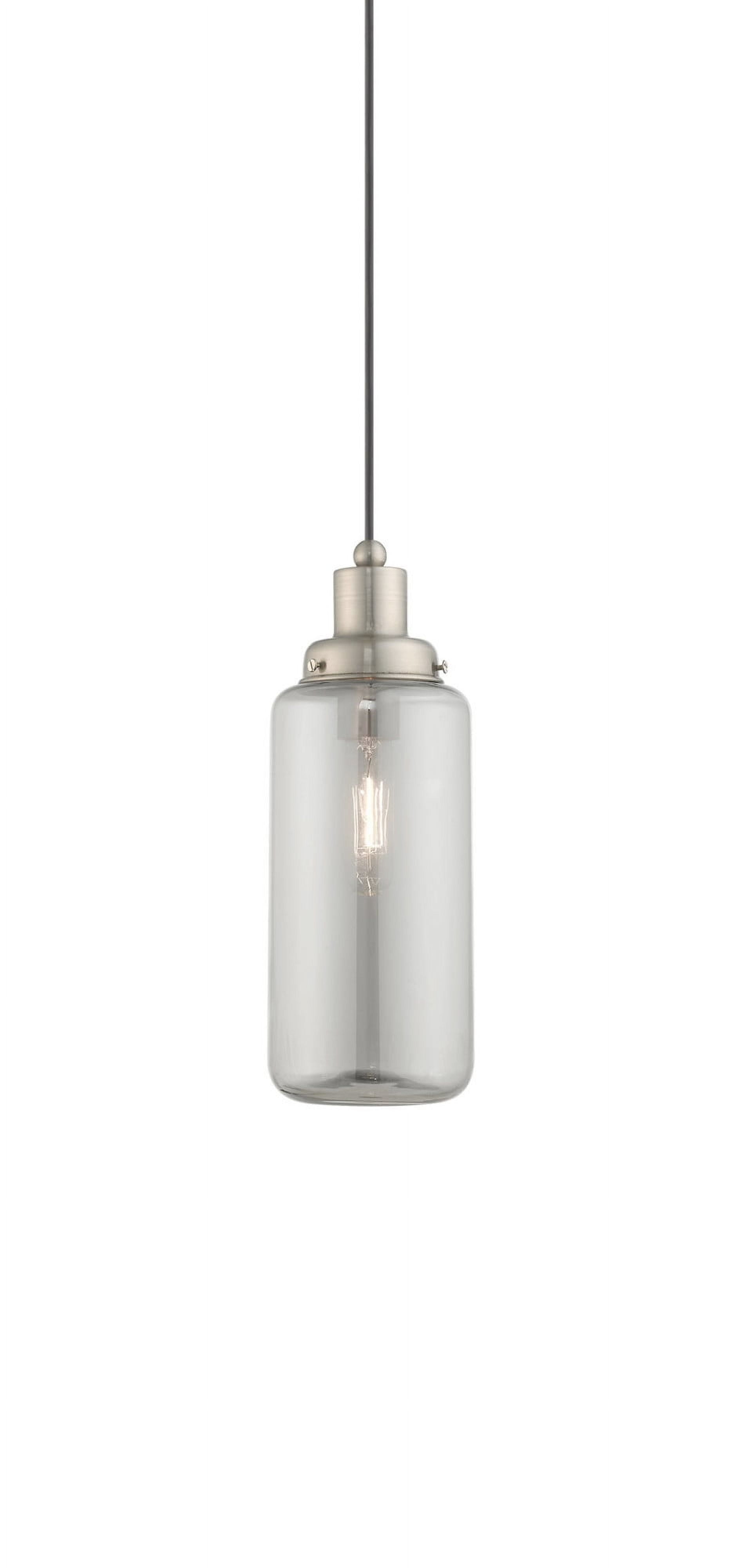Brushed Nickel Mini Indoor/Outdoor Jar Pendant with Smoke Glass