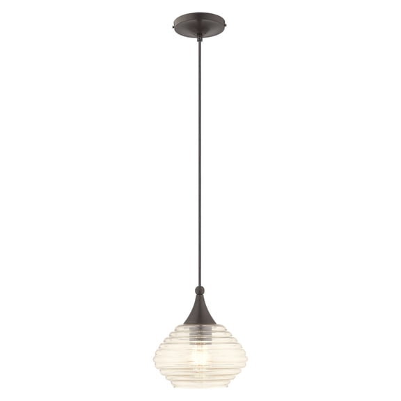 40644-92 Livex Lighting Art Glass - 1 Light Mini Pendant in Coastal Style - 8.25 Inches wide by 10 Inches high     -Traditional Installation