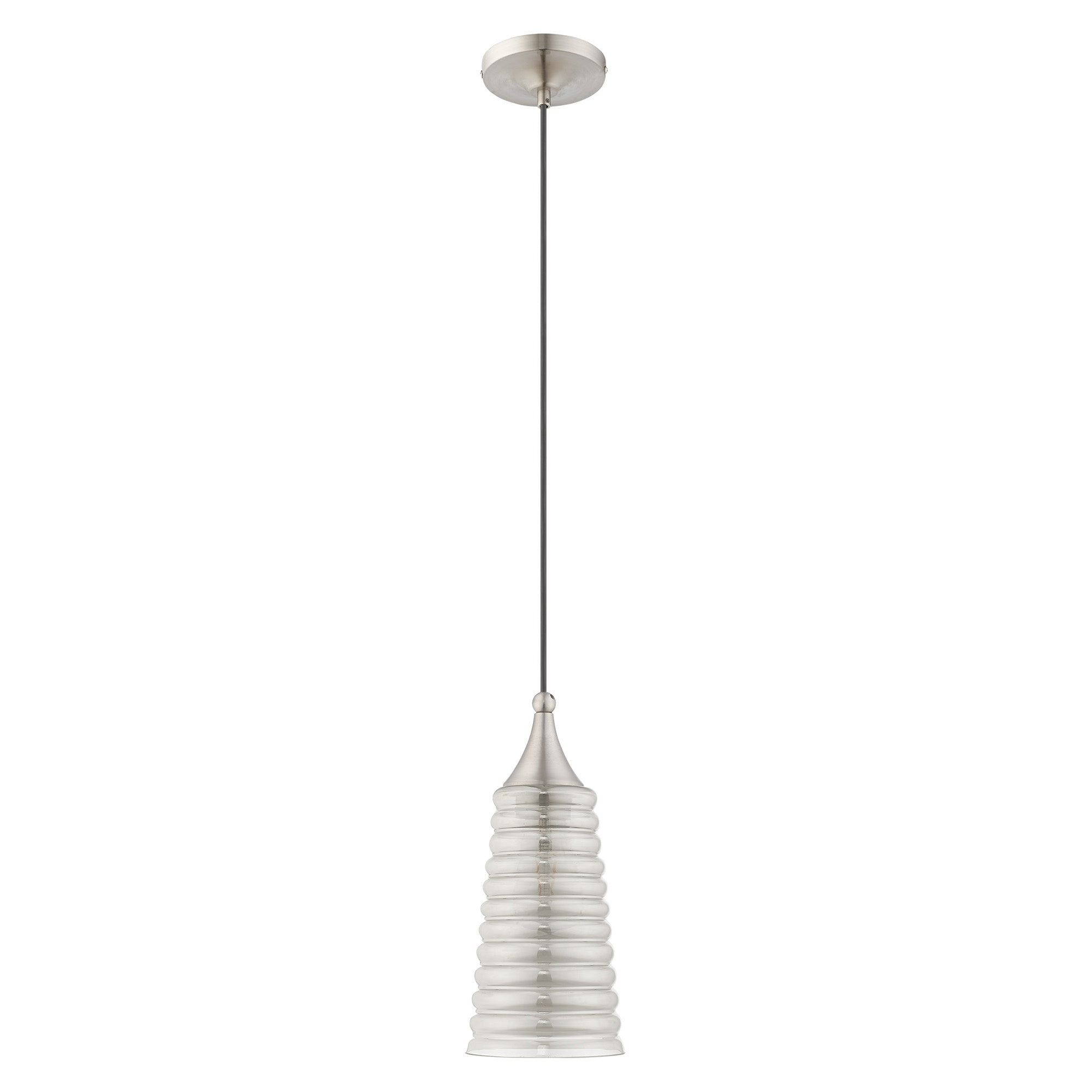 Brushed Nickel Mini Pendant with Smoke Glass Shade