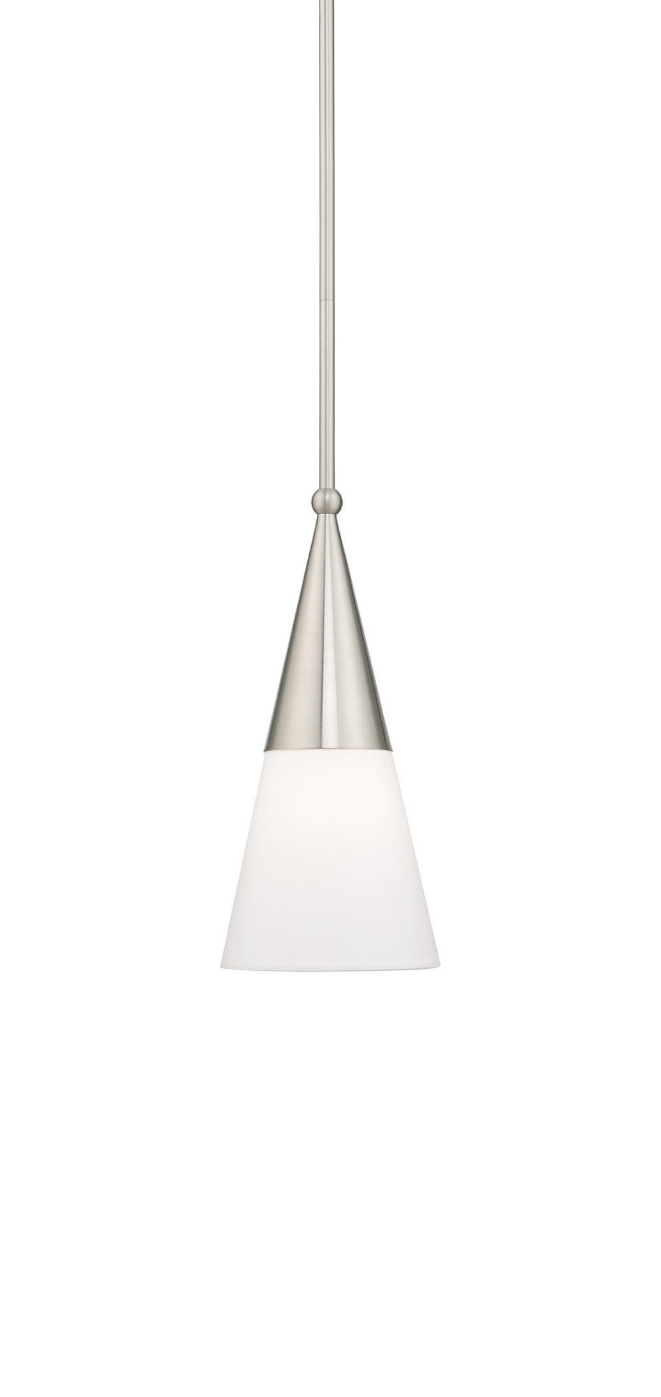 Stockholm Brushed Nickel 1-Light Mini Pendant with Off-White Shade