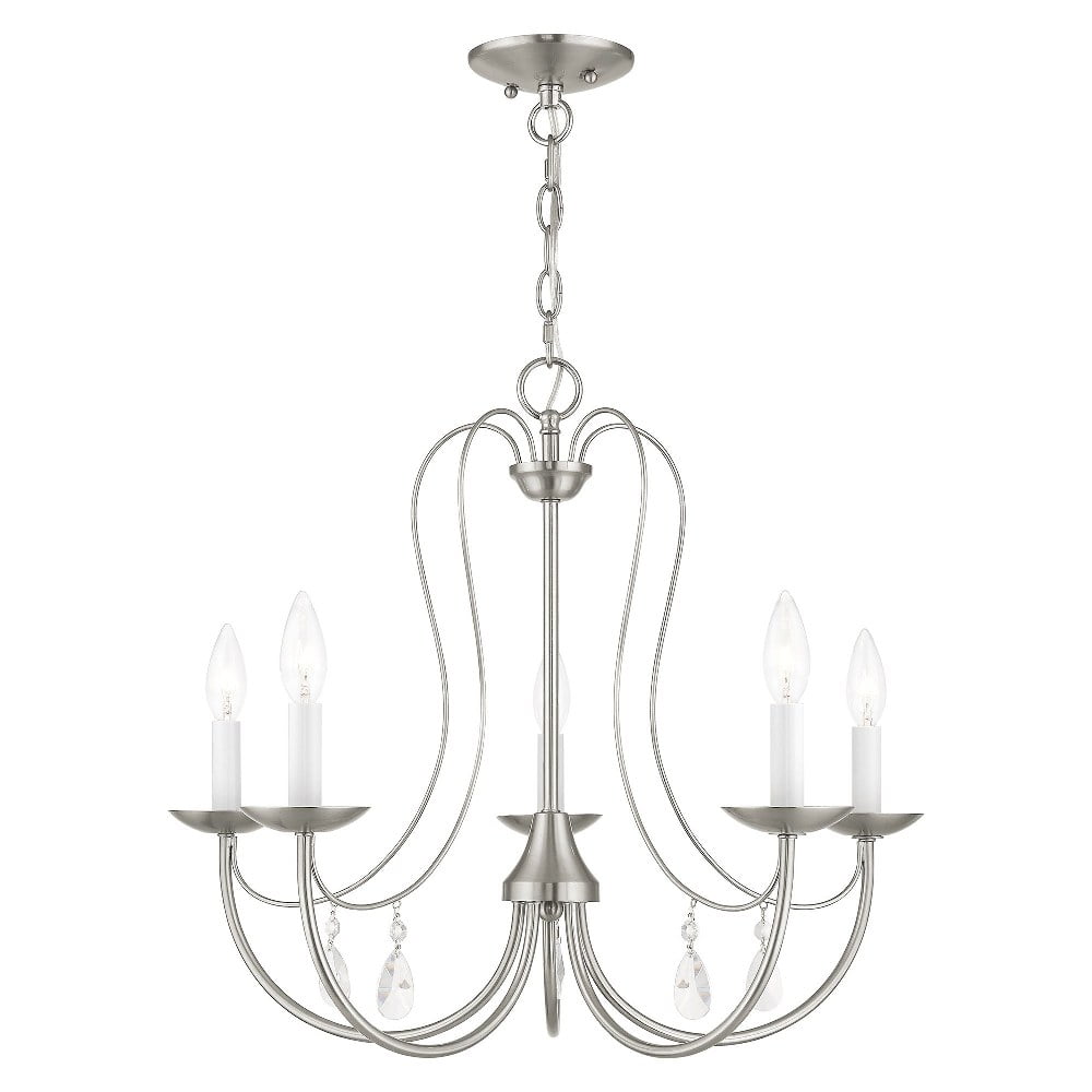 Elegant Brushed Nickel 5-Light Chandelier with Candelabra Bulbs