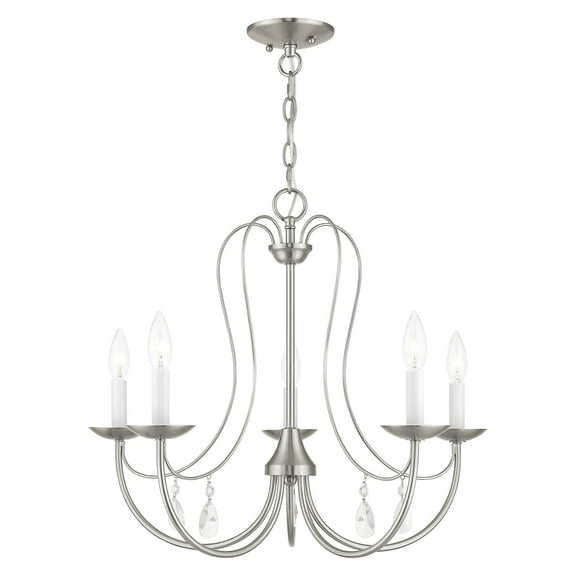 40865-91 Livex Lighting Mirabella - 5 Light Chandelier in Farmhouse Style - 24 Inches wide by 20 Inches high-Brushed Nickel Finish    -Traditional